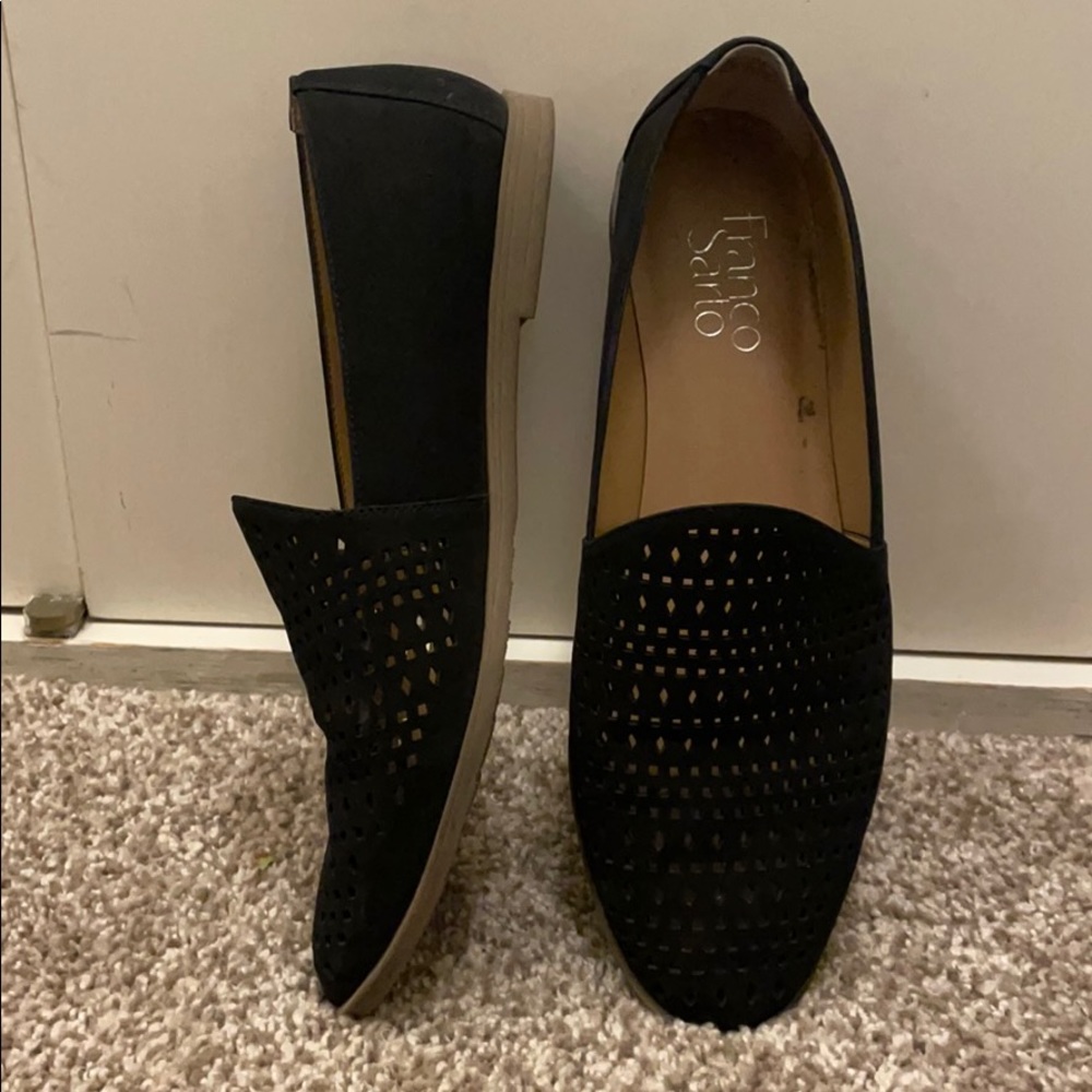 Franco Sarto black slip on with cut outs